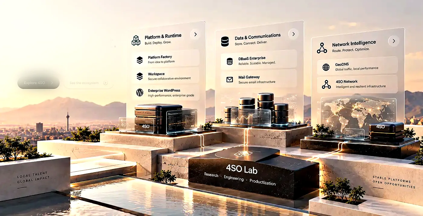 The three 4SO product domains and their products on separate platforms.